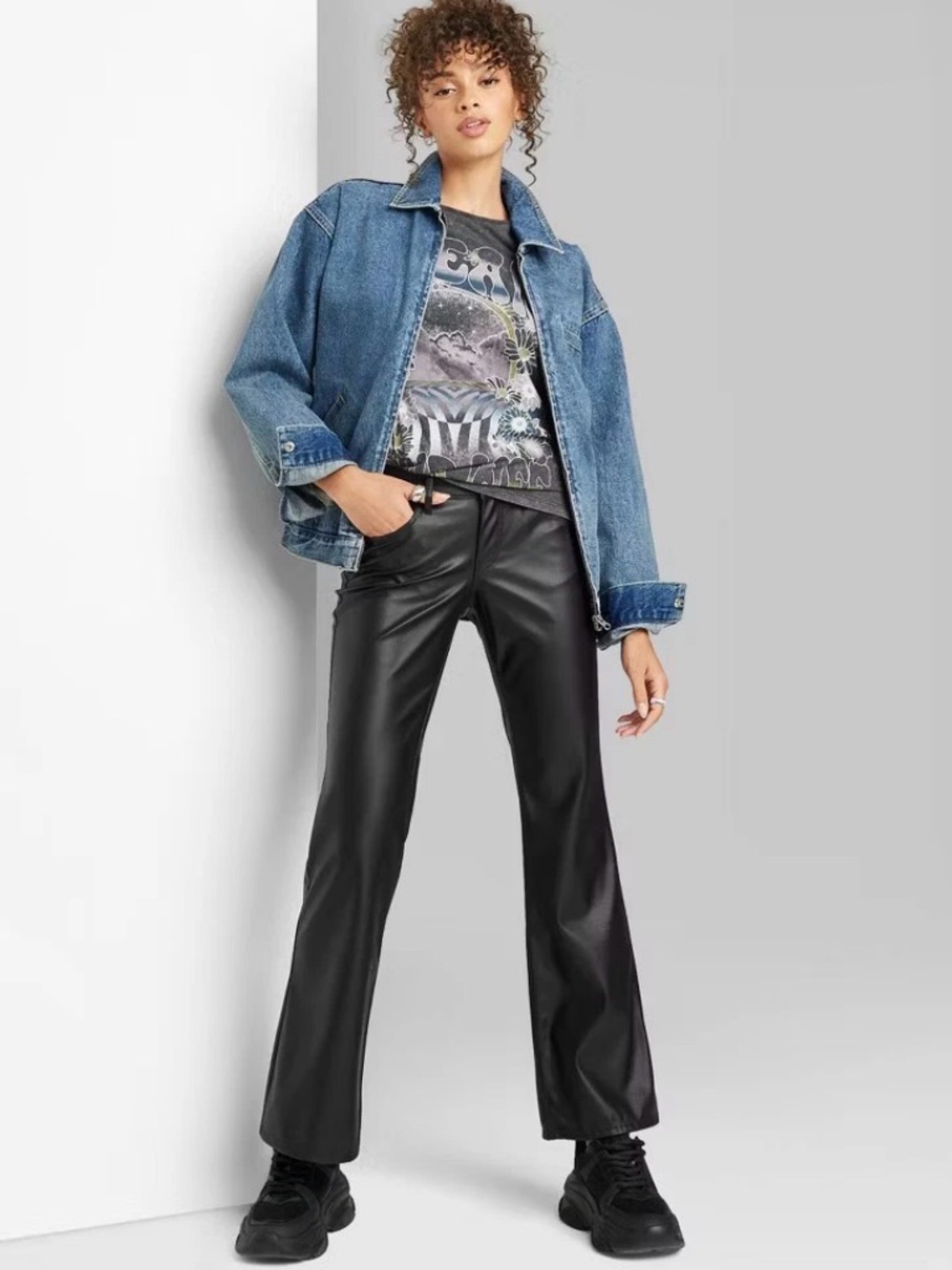 Wild Fable Low Rise Flare Faux Black Leather Pants NWOT